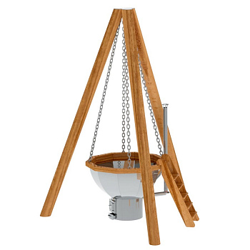 Банный чан 8 граней на бревнах с печью